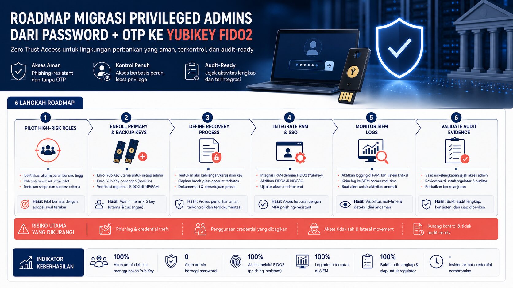 Roadmap migrasi admin privileged di bank dari OTP ke YubiKey FIDO2