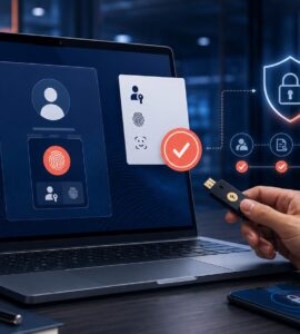 Passwordless authentication enterprise dengan YubiKey, passkey, dan audit login aman