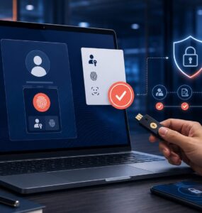 Passwordless authentication enterprise dengan YubiKey, passkey, dan audit login aman