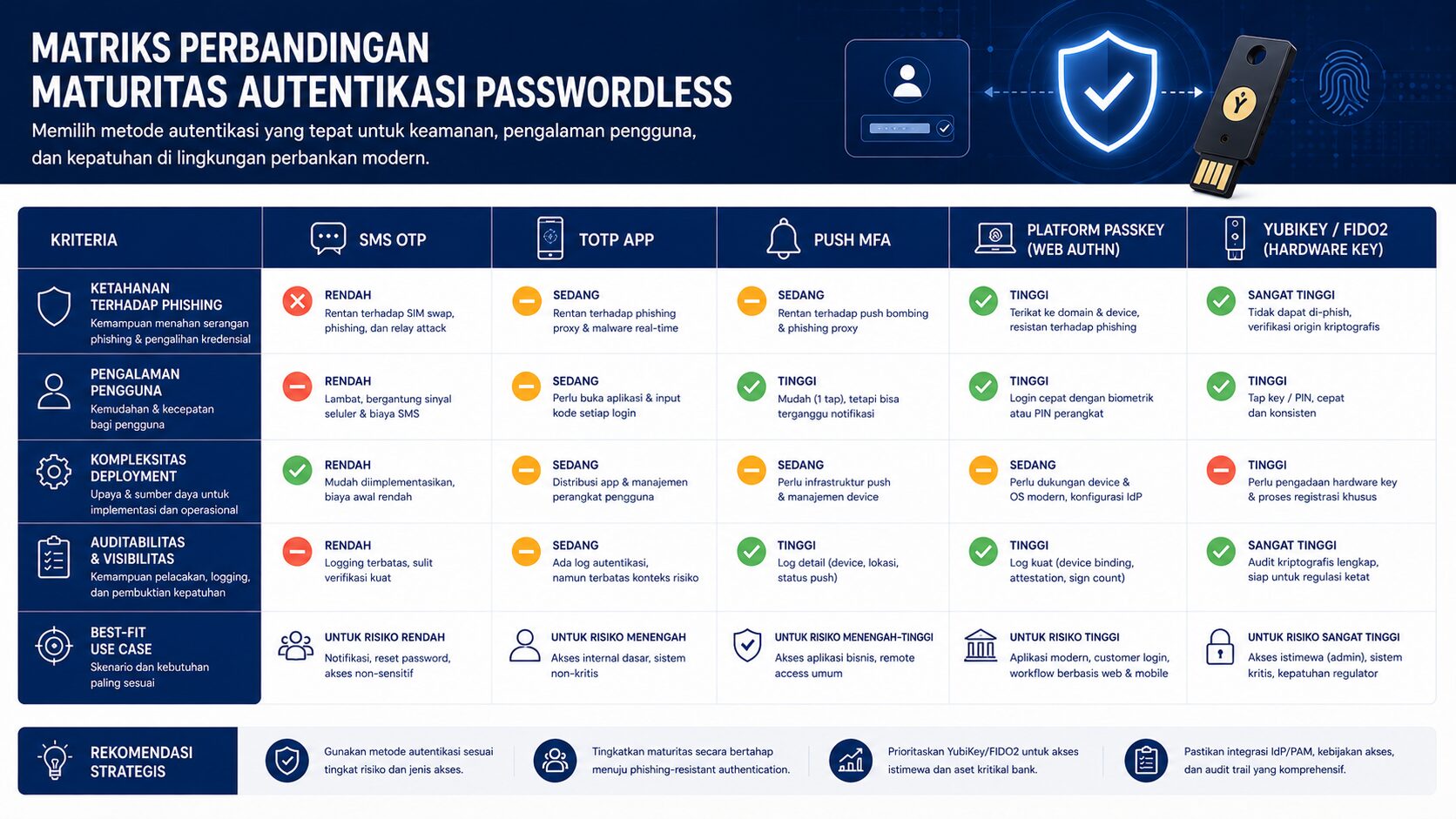 Matrix passwordless authentication dari SMS OTP sampai YubiKey FIDO2 untuk enterprise