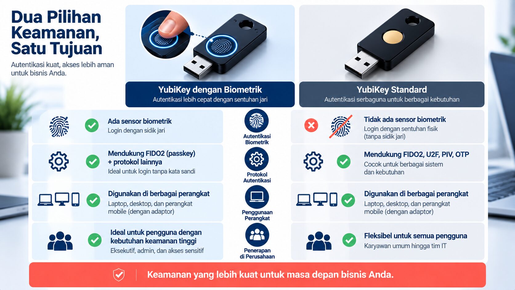 Matriks YubiKey Bio perbandingan YubiKey Bio dan YubiKey 5 Series